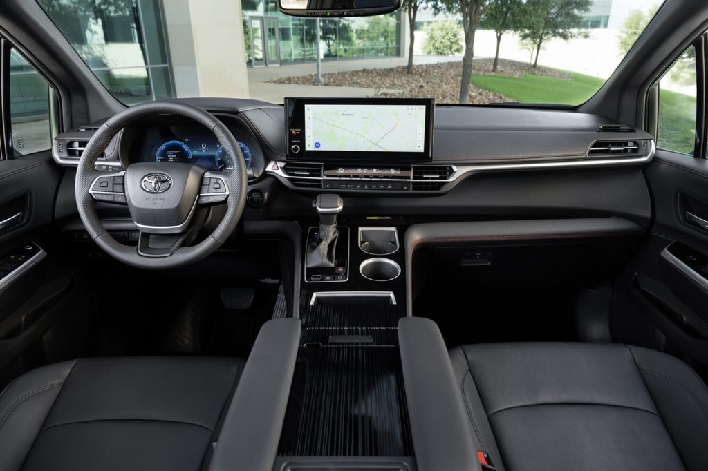 2026 Toyota Sienna interior featuring updated center console and 12.3-inch touchscreen